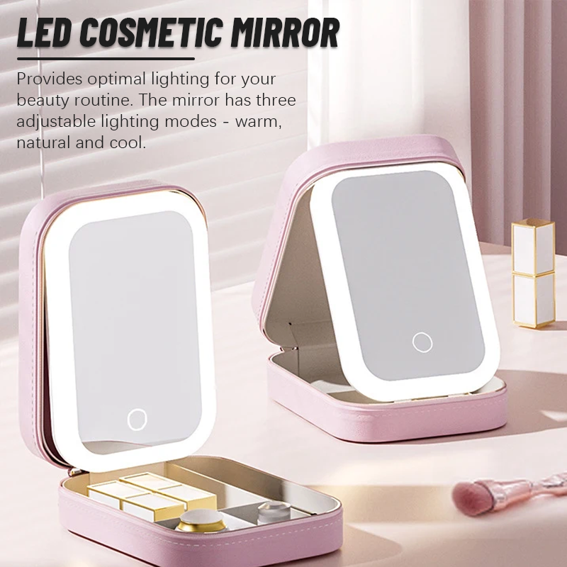 Portable Makeup Organizer With LED Lights